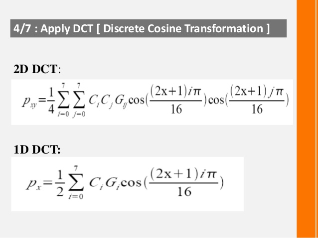 Applay DCTDiscrete Cosine Transformation